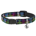Cat Collar Breakaway Plaid Black Neon Animal Skins 8 to 12 Inches 0.5 Inch Wide