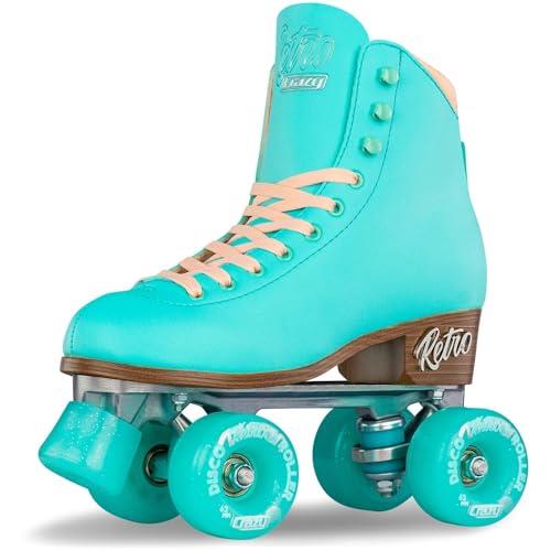 Crazy Skates Retro Roller Skates | Adjustable or Fixed Sizes | Classic Quad Skates for Women and Girls - Teal (Size: Mens 7 / Womens 8)
