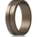 ThunderFit Men's Silicone Rings Rubber Wedding Bands - Single (Men Bronze, 6.5-7 (17.3mm))