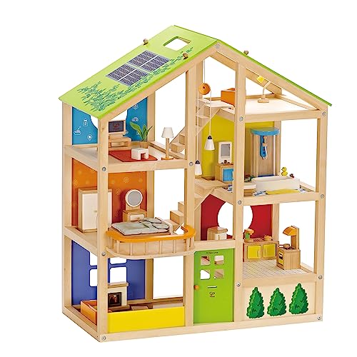Hape E3401 All Season House- Fully Furnished Wooden Dolls House