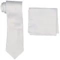 Stacy Adams Men's Satin solid Tie Set, White, One size