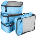 Amazon Basics Small Packing Travel Organizer Cubes Set, Sky Blue - 4-Piece Set