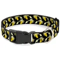 Buckle-Down Plastic Clip Dog Collar, Banana Peeled Sunglasses Black/Yellow, 15 to 26 Inch Neck Size x 1.0 Inch Width