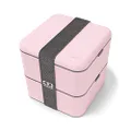 monbento - Large Bento Box MB Square Litchi with Compartments Made in France - Sustainable and Smart - Leakproof Lunch Box for Work and Meal Prep - BPA Free - Food Grade Safe - Pink