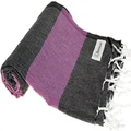 Bersuse 100% Cotton Oeko-TEX Certified Cayman Turkish Towel - 37X70 Inches, Black/Purple