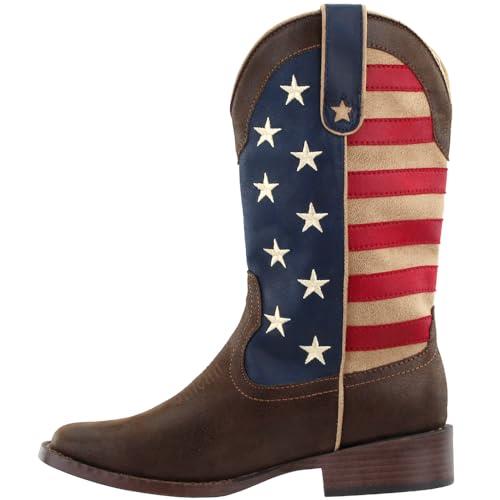 ROPER Women's American Patriot Western Boot, Brown, 9