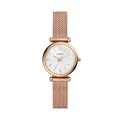 Fossil Women's ES4433 Fossil Carlie Rose Gold-Tone Analogue Wrist Watch, Gold, Small