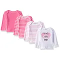 Hanes Ultimate Baby Girls Flexy 4 Pack Long Sleeve Crew Tees, Pink Stripe, 0-6M