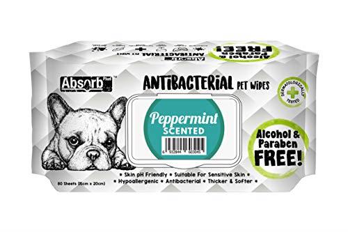 Absorb Plus Antibacterial Pet Wipes 80 Sheets, Peppermint