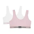 Calvin Klein Girls' Modern Cotton Bralette, Singles and Multipack, 2 Pack - Crystal Pink, Classic White, Small