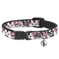 Cat Collar Breakaway Angry Bunnies Gray Pinks 8 to 12 Inches 0.5 Inch Wide