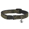 Cat Collar Breakaway Peace Brown Olive 8 to 12 Inches 0.5 Inch Wide