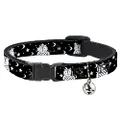 Cat Collar Breakaway Owls Black White2 8 to 12 Inches 0.5 Inch Wide