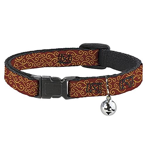 Cat Collar Breakaway Holiday Trim Swirls Red Gold 8 to 12 Inches 0.5 Inch Wide
