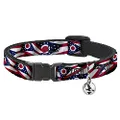 Cat Collar Breakaway Ohio Flags Stacked 8 to 12 Inches 0.5 Inch Wide