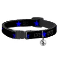Cat Collar Breakaway Star Black Blue 8 to 12 Inches 0.5 Inch Wide