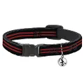 Cat Collar Breakaway Stripe Black Red 8 to 12 Inches 0.5 Inch Wide