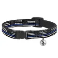 Cat Collar Breakaway Thin Blue Line Flag Weathered Black Gray Blue 8 to 12 Inches 0.5 Inch Wide