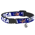 Cat Collar Breakaway Merica USA Silhouette Blue White Us Flag 8 to 12 Inches 0.5 Inch Wide