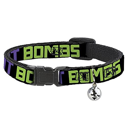 Cat Collar Breakaway Drop Bass Not Bombs Black Blue Yellow Purple Green 8 to 12 Inches 0.5 Inch Wide