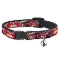 Cat Collar Breakaway Angry Bunnies Close Up Purple Red Blue 8 to 12 Inches 0.5 Inch Wide