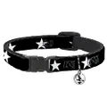 Cat Collar Breakaway Star Black White 8 to 12 Inches 0.5 Inch Wide