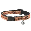 Cat Collar Breakaway Bacon Stacked 8 to 12 Inches 0.5 Inch Wide