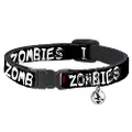 Cat Collar Breakaway I Heart Zombies Bloody Splatter Black White Red 8 to 12 Inches 0.5 Inch Wide