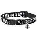 Cat Collar Breakaway Im A Geek Glasses Black White 8 to 12 Inches 0.5 Inch Wide