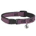 Cat Collar Breakaway Mini Polka Dots Black Pink 8 to 12 Inches 0.5 Inch Wide