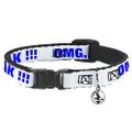 Cat Collar Breakaway OMG Give Me A Break White Royal 8 to 12 Inches 0.5 Inch Wide