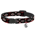 Cat Collar Breakaway Navajo Red Black Gray Red 8 to 12 Inches 0.5 Inch Wide