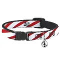 Cat Collar Breakaway Candy Cane 8 to 12 Inches 0.5 Inch Wide