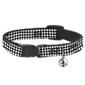 Cat Collar Breakaway Mini Polka Dots Black White 8 to 12 Inches 0.5 Inch Wide