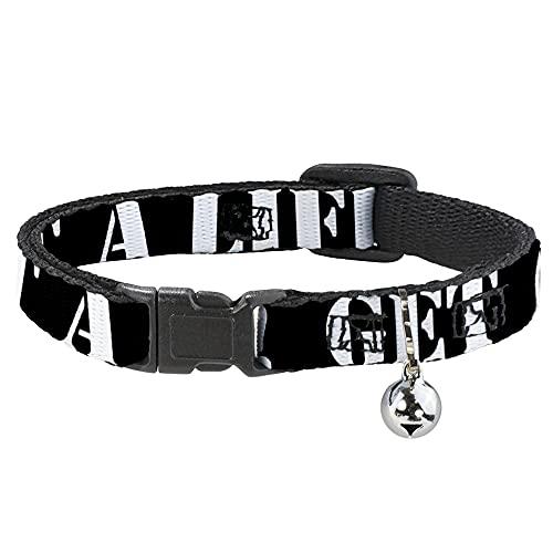 Cat Collar Breakaway Get A Life Black White 8 to 12 Inches 0.5 Inch Wide