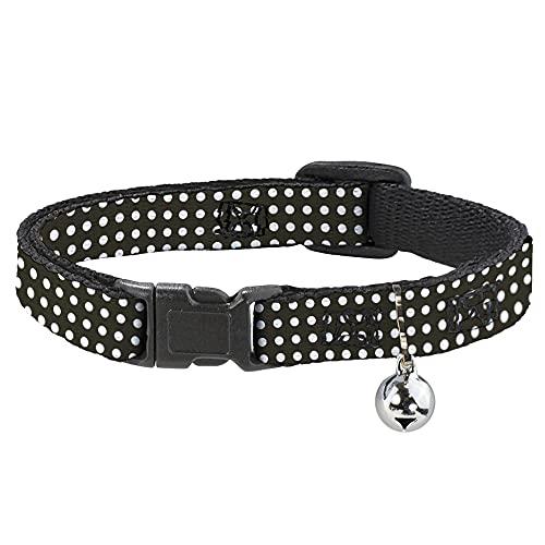 Cat Collar Breakaway Micro Polka Dots Black White 8 to 12 Inches 0.5 Inch Wide