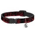 Cat Collar Breakaway Like A Boss Black Red 8 to 12 Inches 0.5 Inch Wide