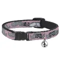 Cat Collar Breakaway Mustaches Pink Sketch 8 to 12 Inches 0.5 Inch Wide
