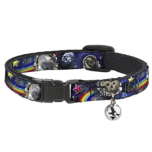 Cat Collar Breakaway Astronaut Cats in Space Rainbows Stars 8 to 12 Inches 0.5 Inch Wide