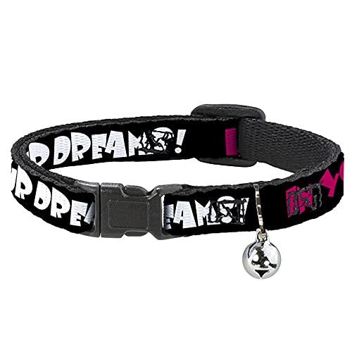Cat Collar Breakaway in Your Dreams Black White Pink 8 to 12 Inches 0.5 Inch Wide