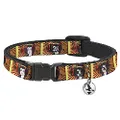 Cat Collar Breakaway Geisha Distressed Repeat 8 to 12 Inches 0.5 Inch Wide