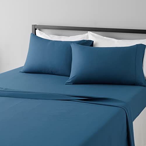 Amazon Basics Lightweight Super Soft Easy Care Microfiber Bed Sheet Set with 36-cm Deep Pockets - King, Dark Teal