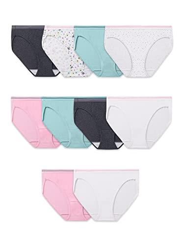 FRUIT OF THE LOOM Women's Eversoft Cotton Bikini Underwear, Tag Free & Breathable, Cotton - 10 Pack - Colors May Vary, 6