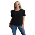 The Fable Women's Midnight Black Silk T-Shirt, Black, XL