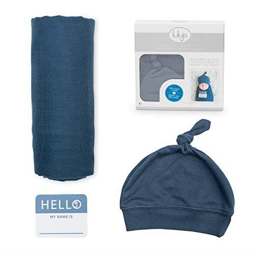 Lulujo Bamboo Hat and Swaddle Blanket, Navy