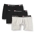 Champion Men's Everyday Cotton Stretch Boxer Briefs 3-Pack, 2 New Ebony/Oxford Grey Heather, Small