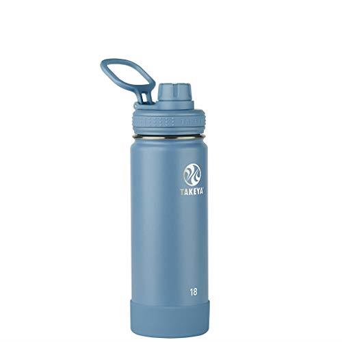 Takeya Actives 18 oz Vacuum Insulated Stainless Steel Water Bottle with Spout Lid, Premium Quality, Bluestone