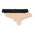 Emporio Armani Bodywear, Women's Microfiber 2 Pack Brazilian, Black/Nude, Large