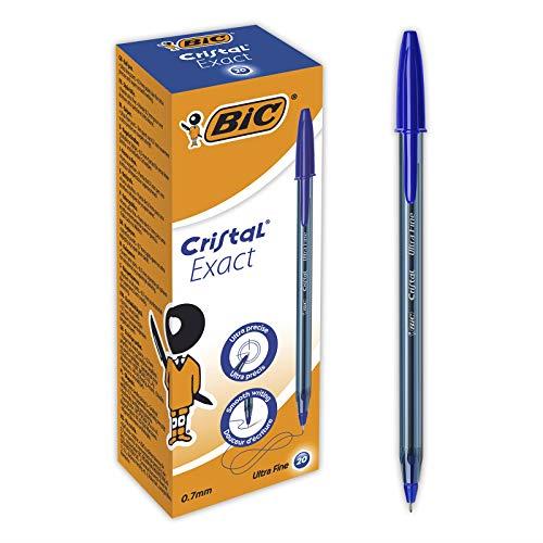 BIC Cristal Exact Ball Pens Needle Point (0.7 mm) - Blue, Box of 20