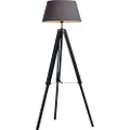 New Oriental Tripod Floor Lamp with Shade, Grey/Matte Black